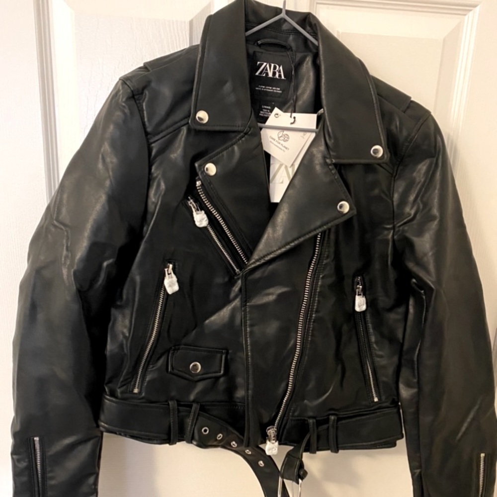 NWT Zara Faux Leather Biker Jacket